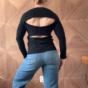 360 Cashmere Black Crew Neck Sweater - sexy open back‼️